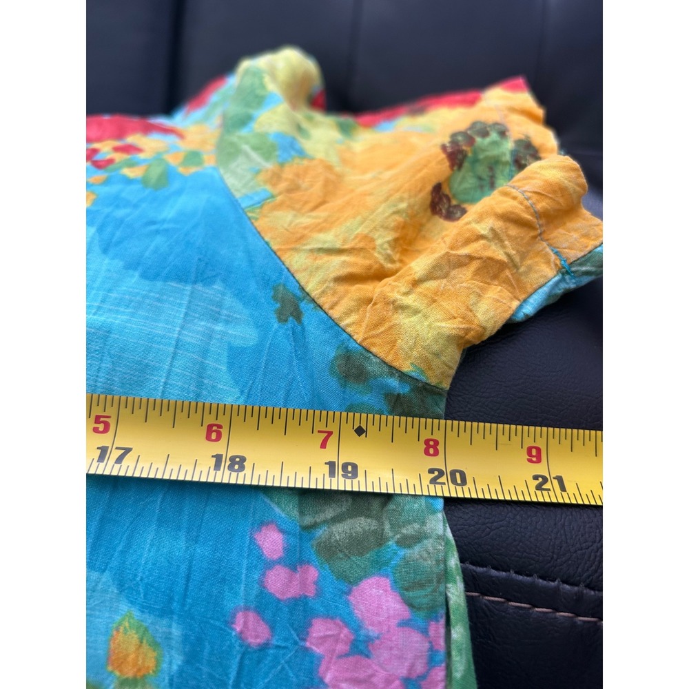 Vintage Jams World Tropical Floral Patchwork Tiered Midi Dress L 2000s Dopamine - Picture 4 of 13